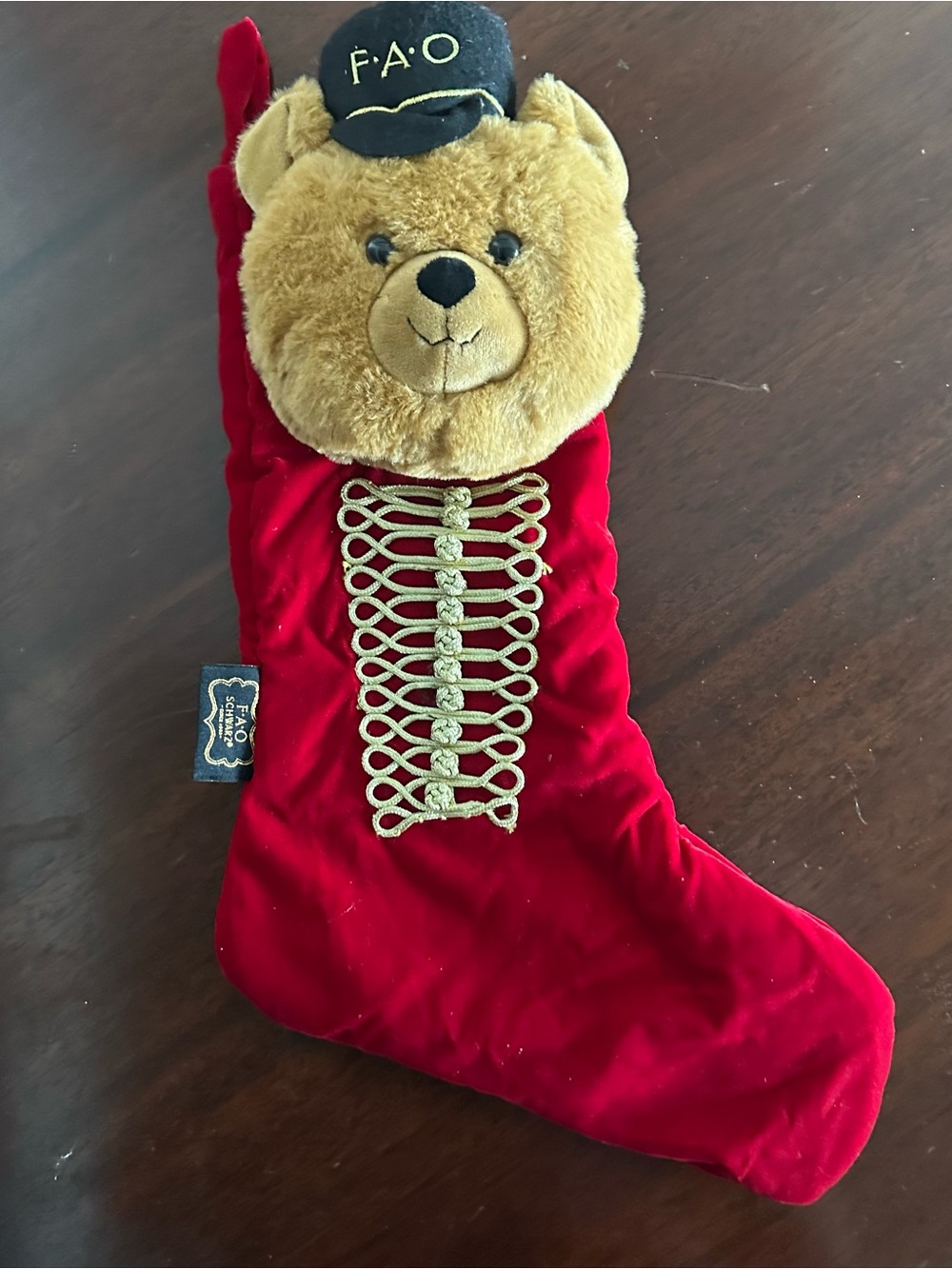 21” FAO Schwarz Soldier Bear Velvet Christmas Stocking 3D Plush Holiday Decor
